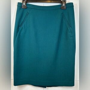 LOFT Teal Pencil Skirt Knee Length Career Work Skirt With Front Welt Pockets Sz4